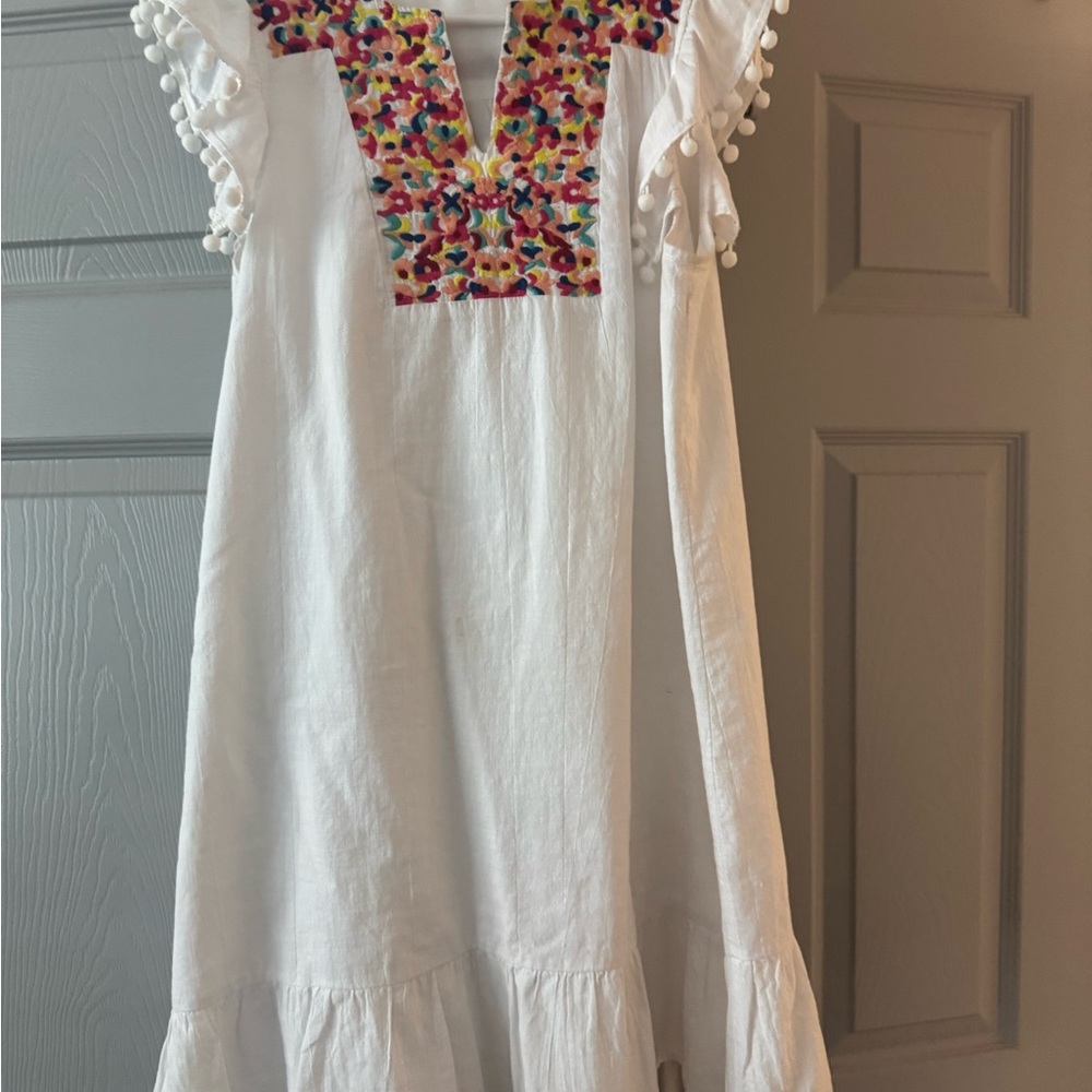 White Dress with Colorful Accents